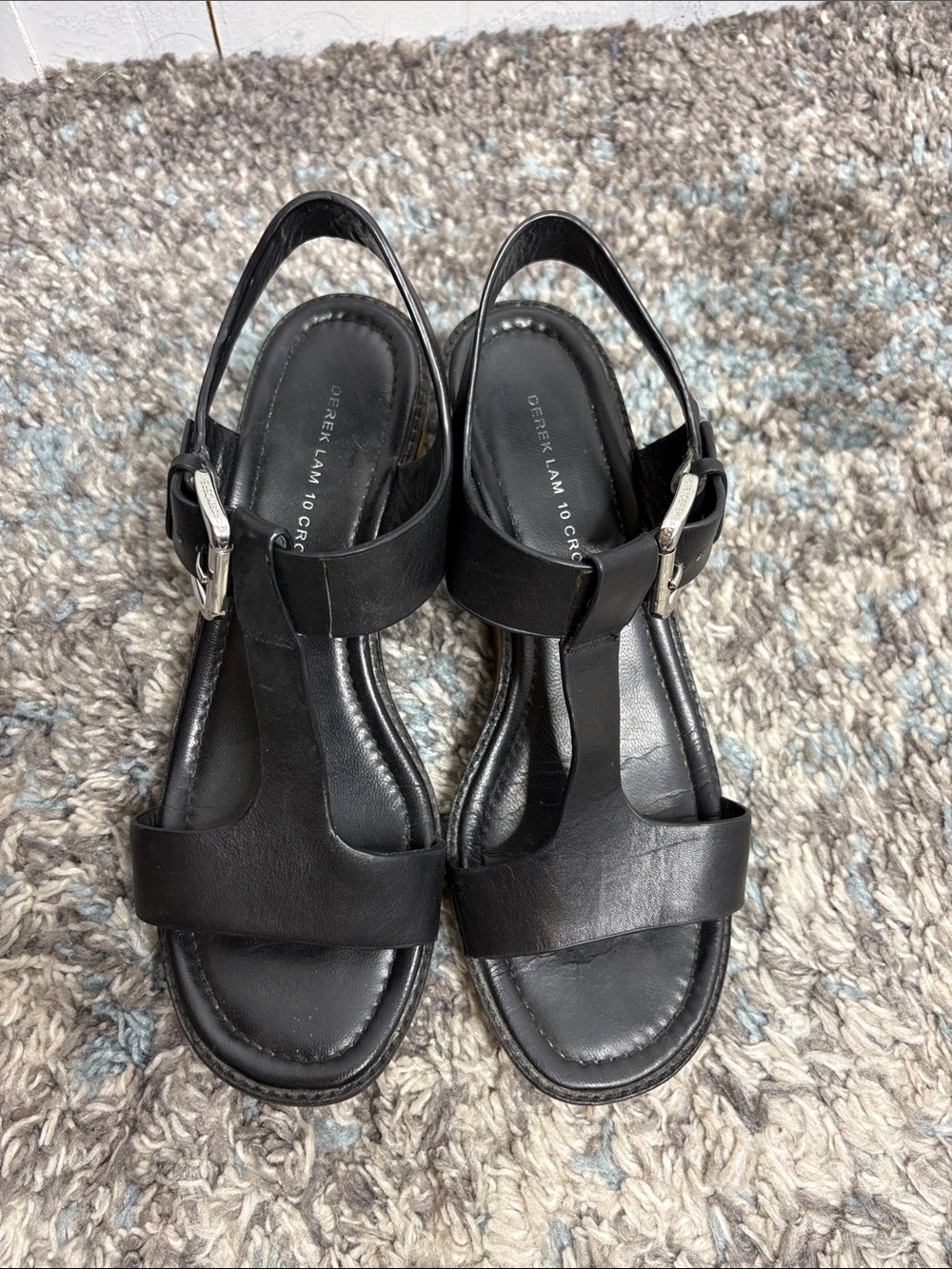 Derek Lam 10 Crosby Shoes Womens 10 Sandals T Strap Open Toe Wedge Classic - Picture 4 of 11